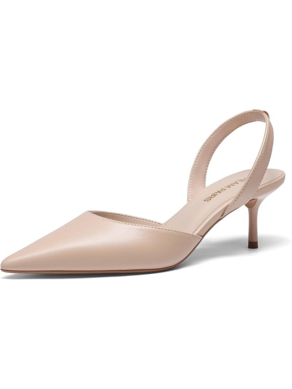 DREAM PAIRS Women's Nude Slingback Lace Up Kitten Low Heel Ankle Strap Shoes